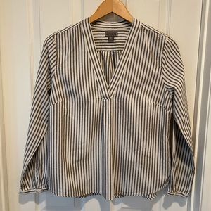Point Sur (by J. Crew) cotton and linen v neck popover striped shirt Size S